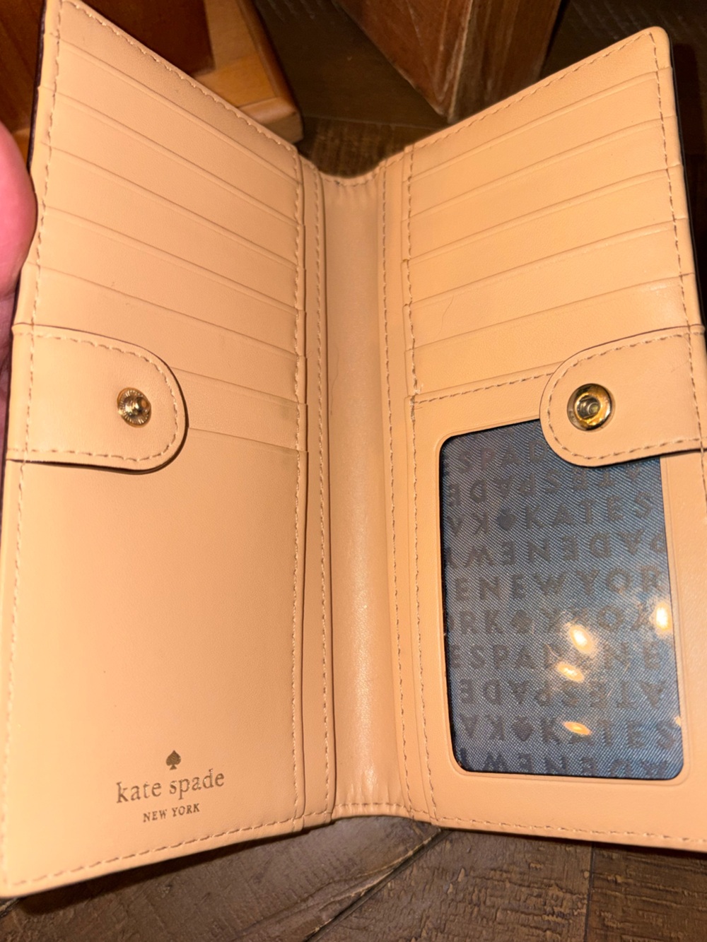 Kate Spade New York Navy Pebbled Leather Snap Wallet Zip Around Coin Pocket - Picture 4 of 5